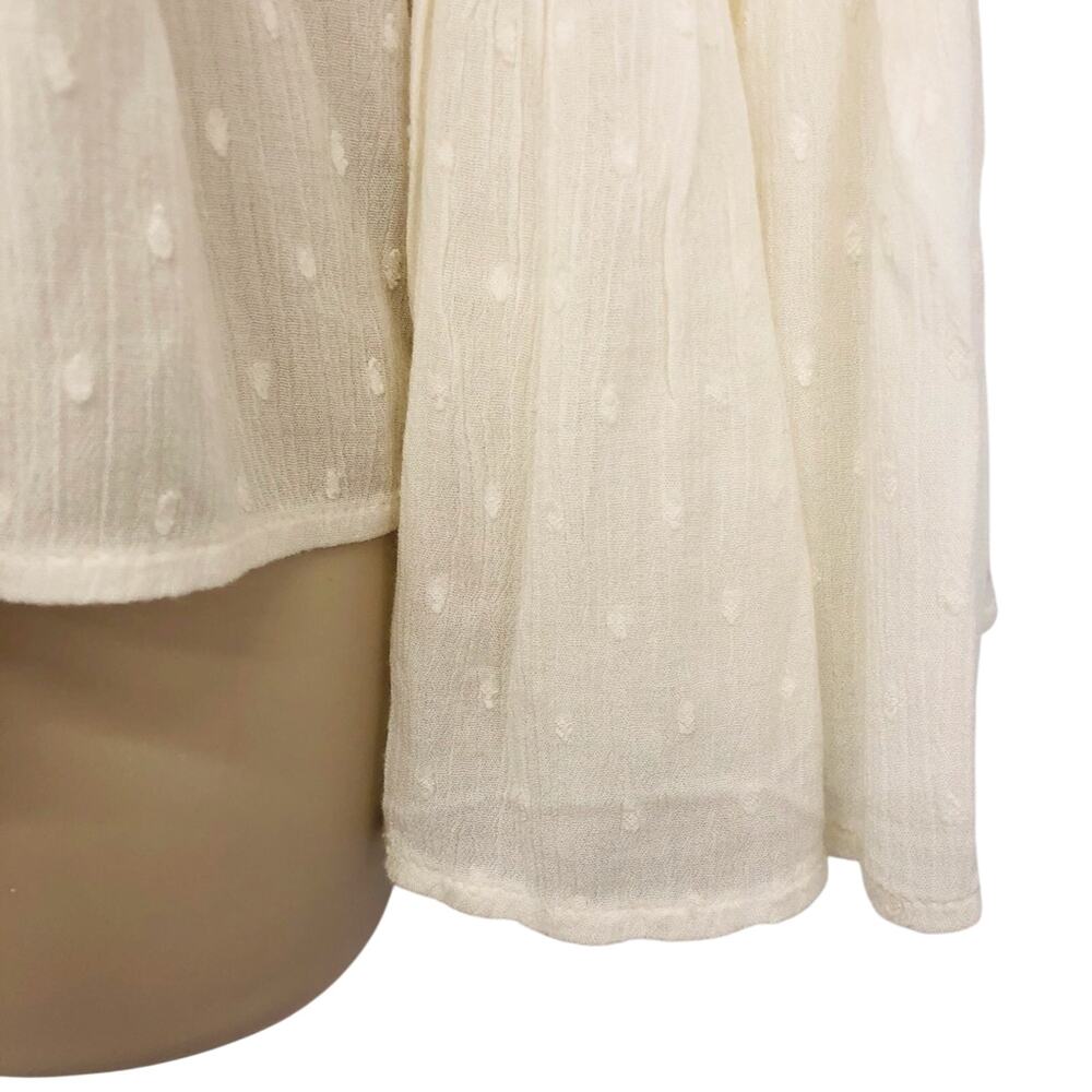American Eagle Ivory Smocked Top Bell Sleeves Boho inspired Gauzy Dotted Swiss - Picture 7 of 16